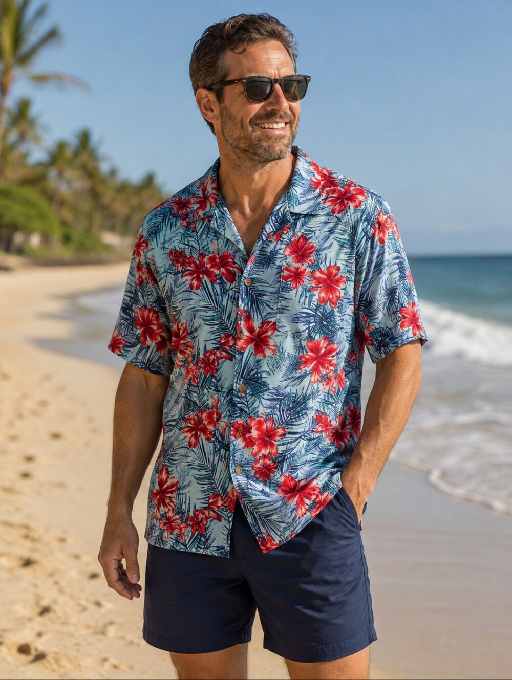 KS Island Hawaiian Tropical  Print Vacation Shirt Size 5XL